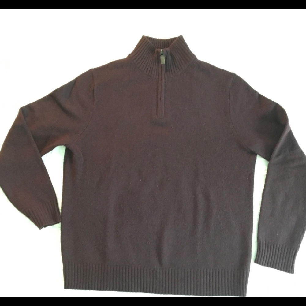 Lamb’s wool half-zip men’s sweater in burgundy